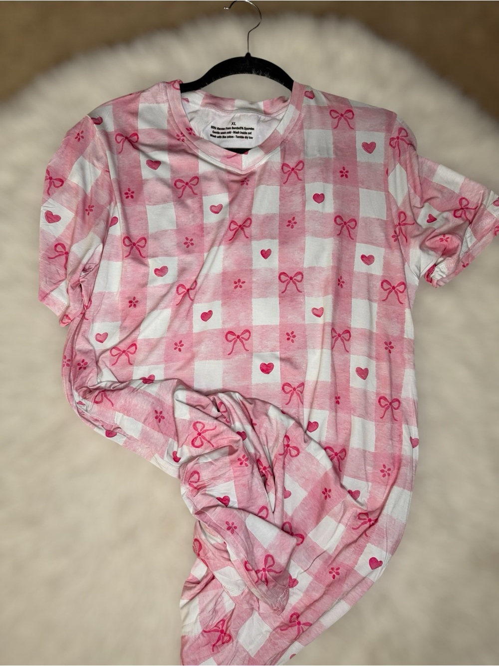 Women's Pink Check & Heart nightgown